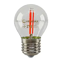 LED лампа Velmax V-FILAMENT-G45 2W E27 красная 21-41-32