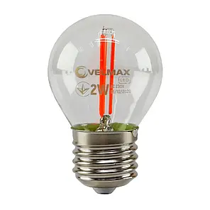 LED лампа Velmax V-FILAMENT-G45 2W E27 червона 21-41-32, фото 2