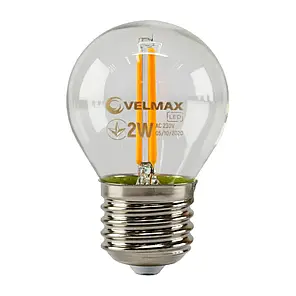 LED лампа Velmax V-FILAMENT-G45 2W E27 помаранчева 21-41-35, фото 2