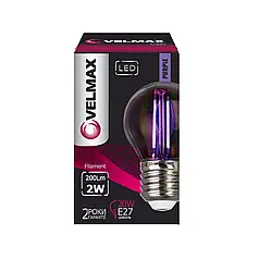 LED лампа Velmax V-FILAMENT-G45 2W E27 фіолетова 21-41-36