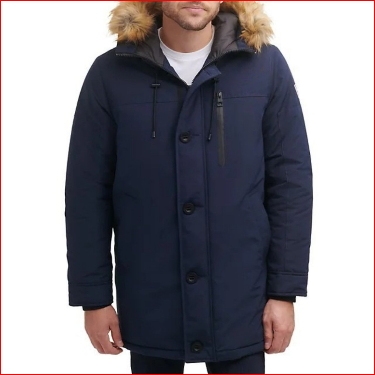 Чоловіча куртка парку Guess Faux Fur Hooded Parka ОРИГІНАЛ (розмір L) синя