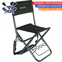 Рыбацкий складной стул до 120 кг сиденье 34,5х29 см со встроенной подставкой для удилищ, сталь