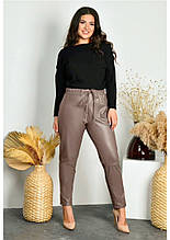 Теплі штани з екошкіри на хутрі "Richy"| Батал