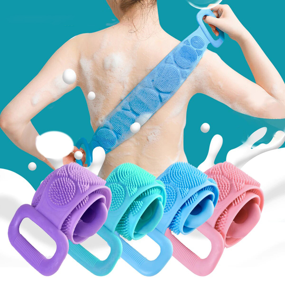 Силіконова масажна щітка — рушник Silicone Вath Тowel для душу та ванни