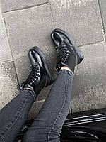 Модные женские боты Dr Martens Jadon Black С МЕХОМ. Черные женские ботинки НА ЗИМУ Мартинсы.