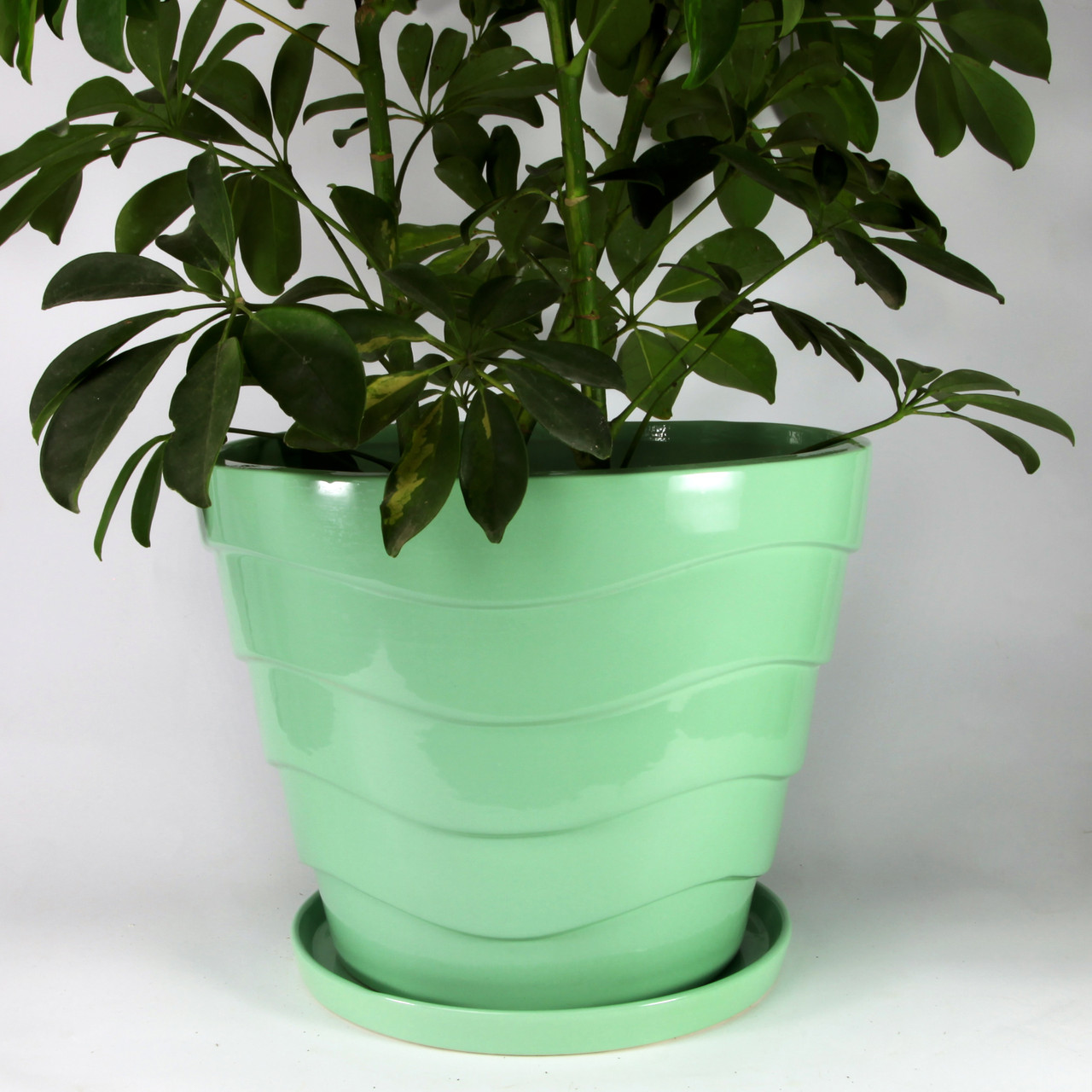 Вазон Керамический для Цветов "Конус с Волнами" 7,2л Rezon Мятный P254 ...