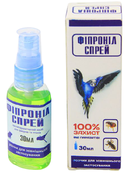 Фіпроніл спрей для гризунів та птахів від бліх та кліщів, 30 мл