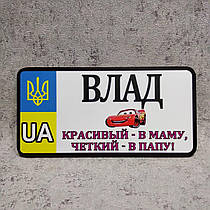 Номер на велосипед з написами і картинками 20х10 см