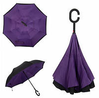 Зонт обратного сложения Up Brella фиолетовый, Зонт Перевертыш, Женские Зонты