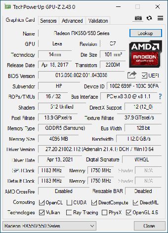 Відеокарта ATI Radeon RX550 4GB GDDR5 128Bit DX12 (HDMI / 2xDisplayPort), фото 2