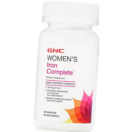 Вітаміни для Жінок з Залізом GNC women's Iron Complete 60 капс, фото 2