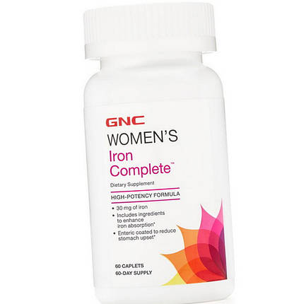 Вітаміни для Жінок з Залізом GNC women's Iron Complete 60 капс, фото 2