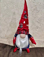 Скандинавський різдвяний гном 48 см у червоному кольорі