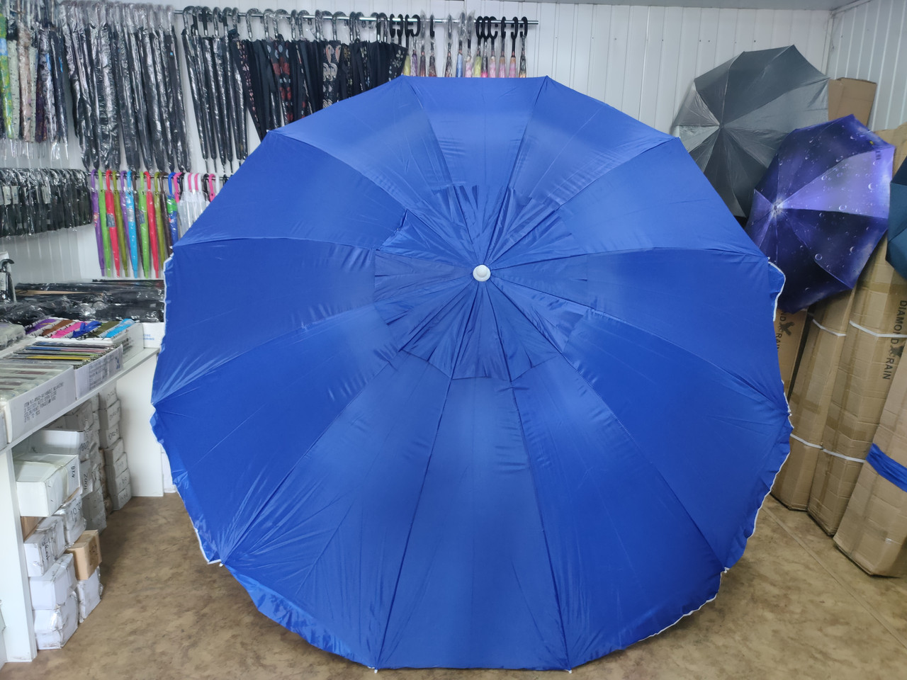 Зонт 3м 12 спиц с серебряным напылением и ветровым клапаном зеленый - фото 4 - id-p1531726241