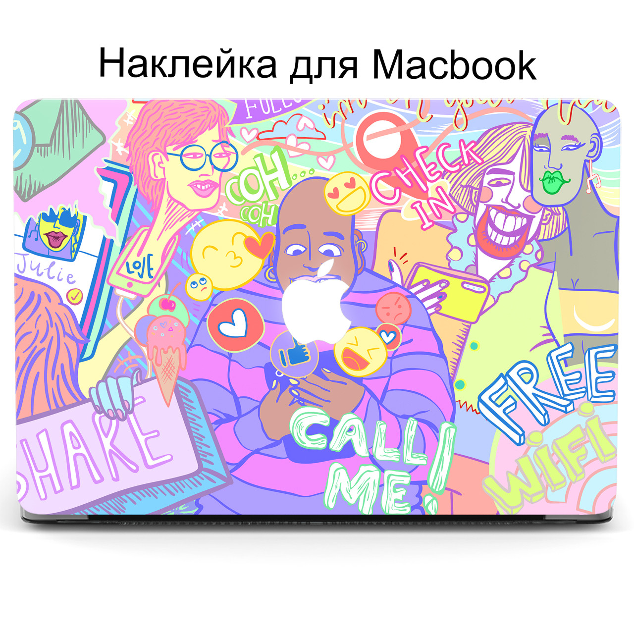 Комплект захисних наклейок для Apple MacBook Pro / Air з принтом Social