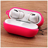 Чохол для AirPods Pro Silicone case Microfiber (з мікрофіброю) hot pink, фото 3