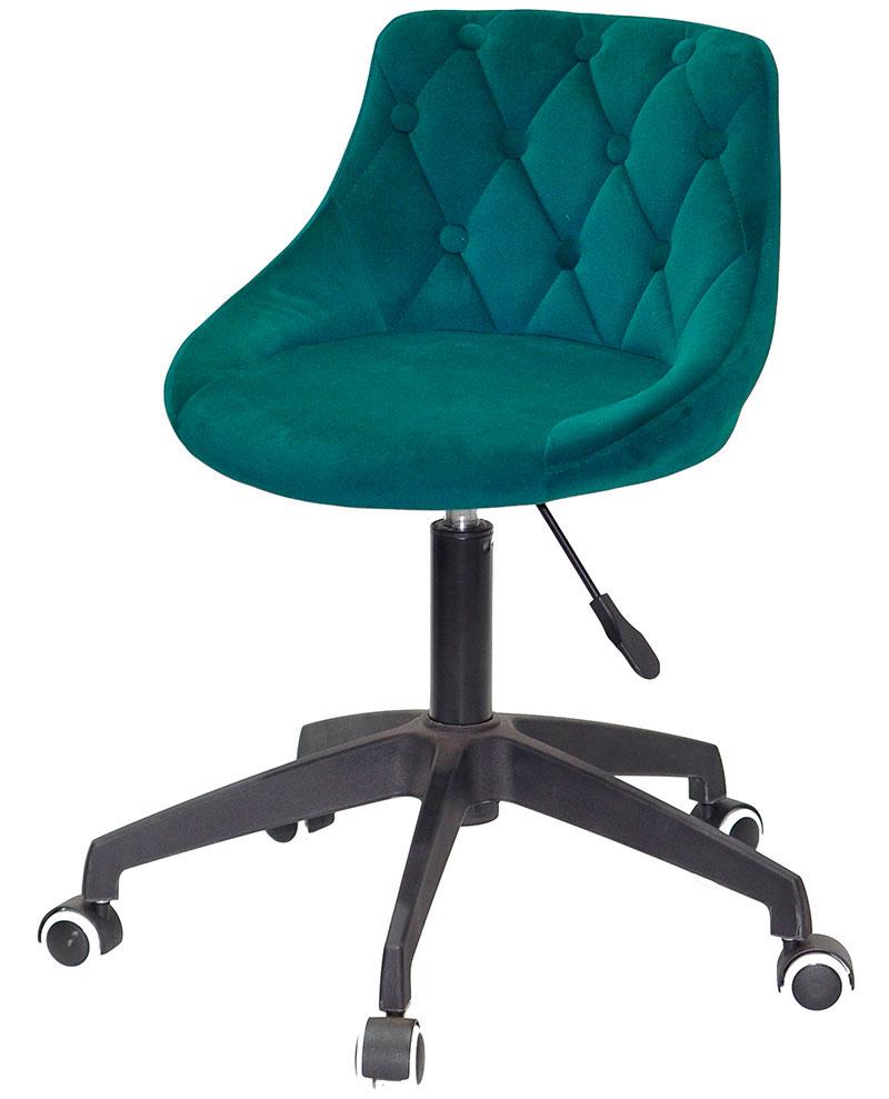 Стілець Foro Button BK-Modern Office зелений 1003 велюр на чорній хрестовині з колесами, з регулюванням висоти