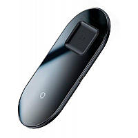 Бездротовий зарядний пристрій Baseus Simple 2 in 1 15W Wireless Charger для iPhone / AirPods Black