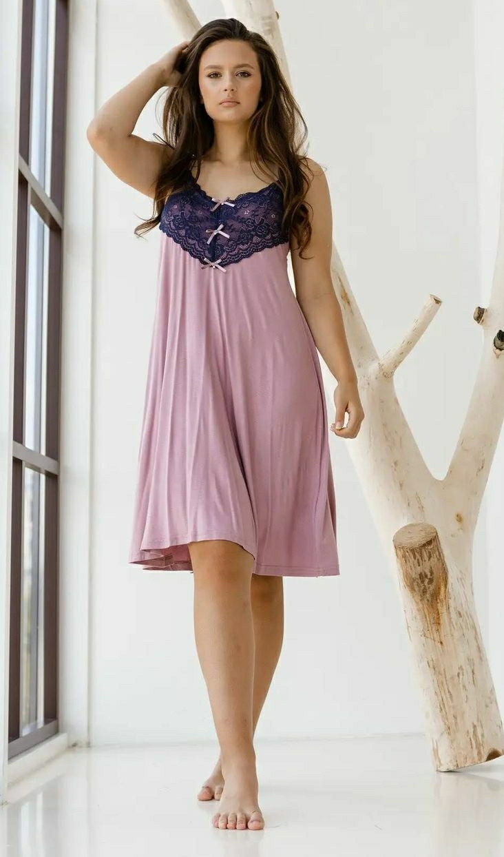 Нічна сорочка молодіжна на брителях з мереживом. Nicoletta, фото 1