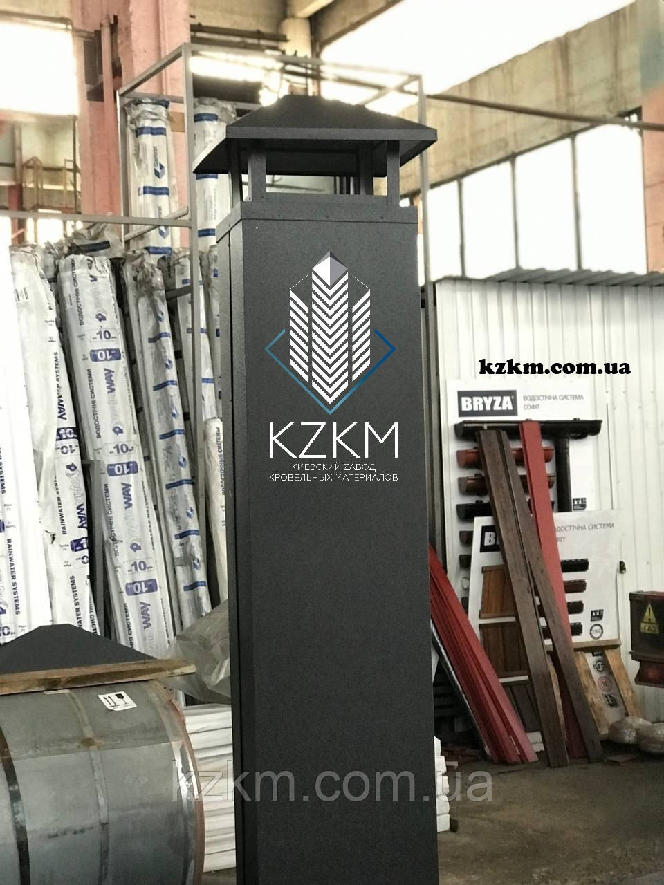 Короб з профлиста, короб для димоходу з оцинковки, металевий короб для димоходу з флюгаркой, ковпак, фото 1