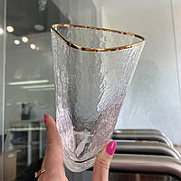 Стакан для сока и воды без золотого ободка "Прозрачный трайангел" 500 мл прозрачный стеклянный