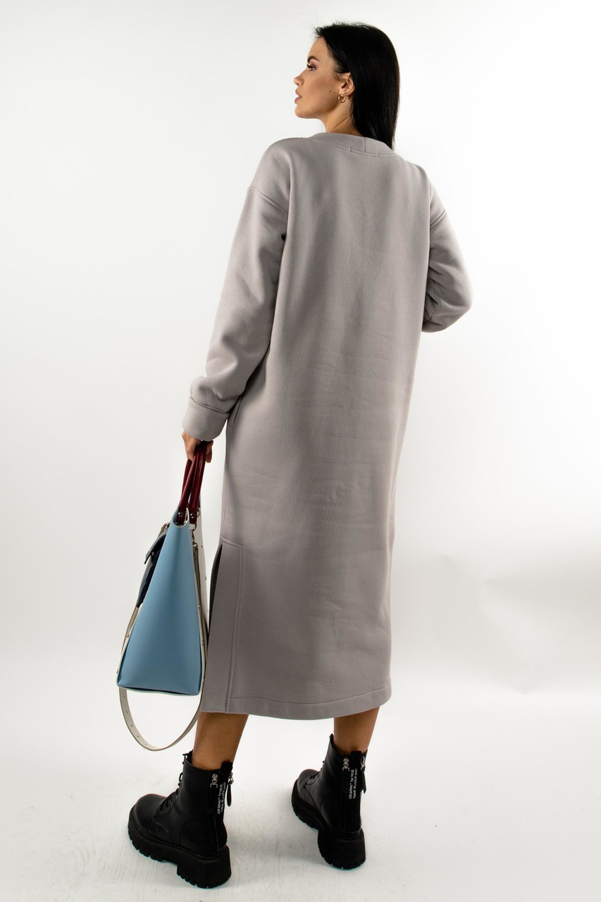 Офисно-повседневное платье Марлин в стиле оверсайз 42-56 размер разные цвета Серый, 42 - фото 4 - id-p1531824876