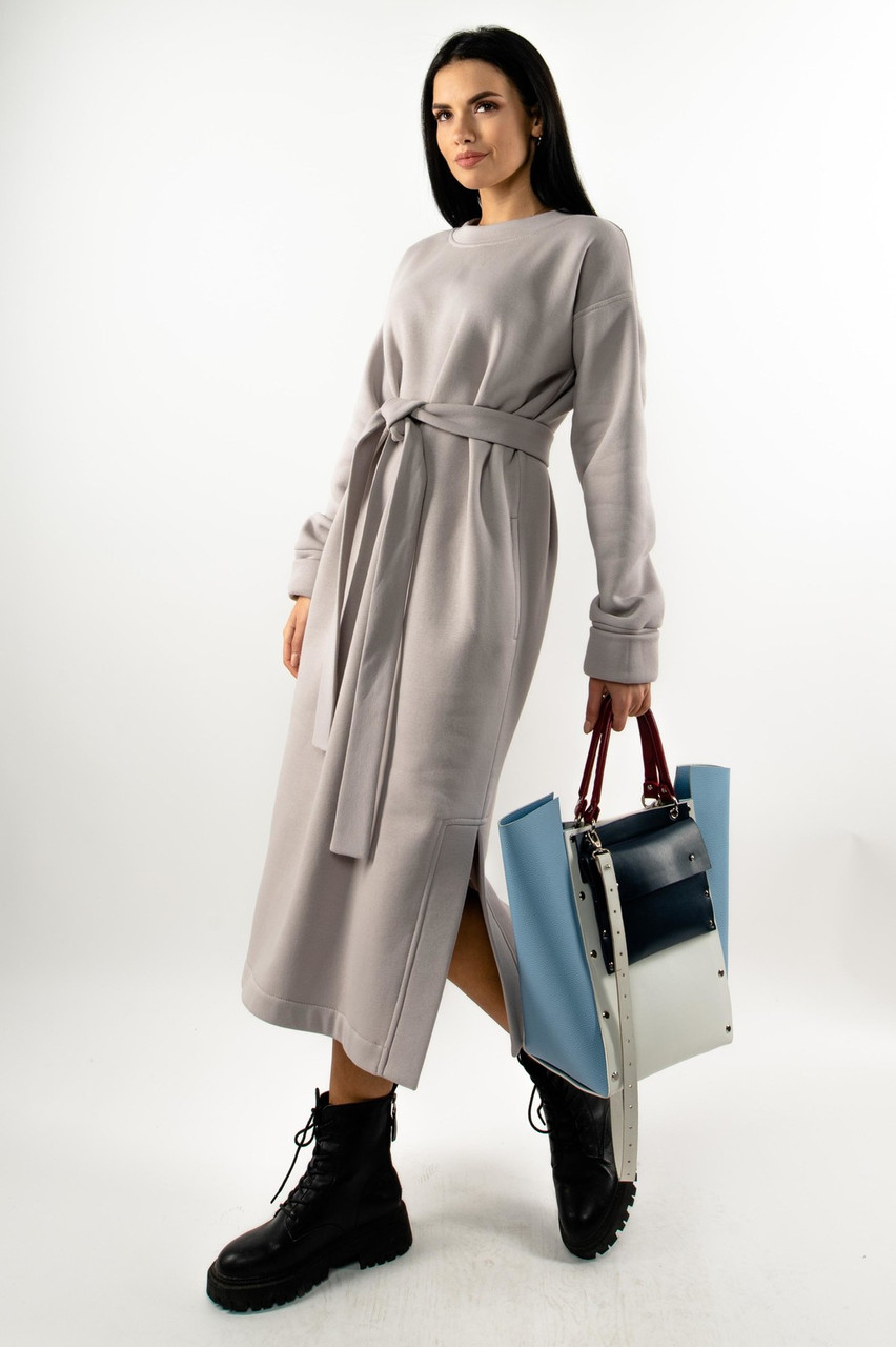 Офисно-повседневное платье Марлин в стиле оверсайз 42-56 размер разные цвета Серый, 42 - фото 5 - id-p1531824876