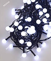 Гирлянда Кульки 10мм 200 LED 10м чорний провід, білий