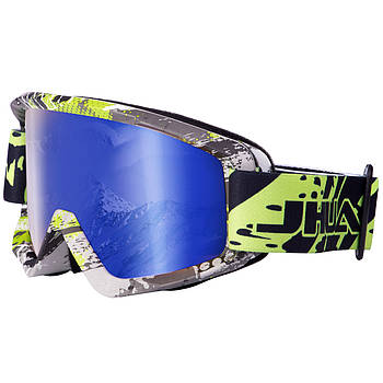 Окуляри гірськолижні для лиж і сноуборда SPOSUNE MT-035-HG оправа-камуфляж колір лінз синій дзеркальний