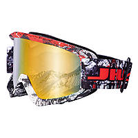 Окуляри гірськолижні для лиж і сноуборда SPOSUNE MT-035-R оправа-сіро-червона колір лінз червоний дзеркальний