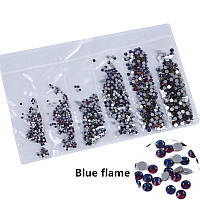 Mix камней Swarovski разных размеров "Синее пламя",1400 шт