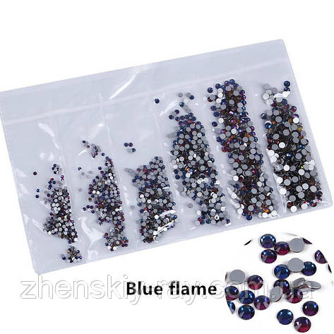 Mix каменів Swarovski різних розмірів "Синє полум'я", 1400 шт., фото 1