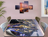 Покрытие для стола, мягкое стекло с фотопринтом, Вечерний мегаполис 80 х 120 см (1,2 мм)