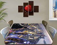 Покрытие для стола, мягкое стекло с фотопринтом, Вечерний мегаполис 120 х 120 см (1,2 мм)