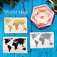 Наліпка "Мапа Світу". Art Resin Stickers. Для технік ResinArt 1 шт. На вибір, колір чорна