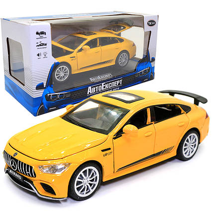 Іграшкова машинка металева Mercedes-Benz AMG «АвтоЕксперт» Мерседес жовтий звук світло 15*6*5 см (26902)