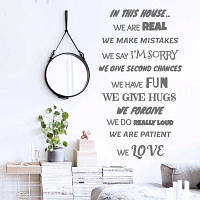 Вінілова інтер'єрна наклейка декор на стіну та шпалери «У цьому будинку ми справжні» з оракалу