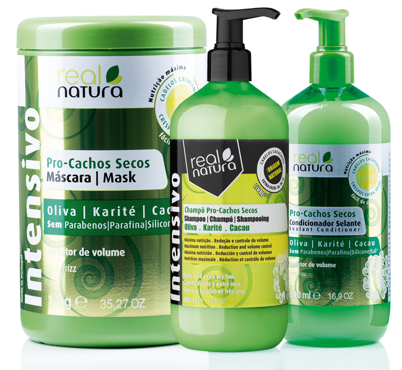 Набір Real Natura Pro-Cachos Secos Oliva e Karite для живлення і м'якість волосся