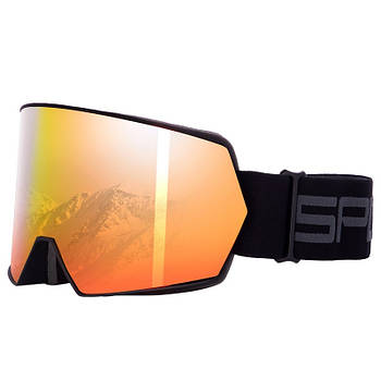 Гірськолижні окуляри магнітні для лиж та сноуборду SPOSUNE HX010 антифрог, подвійні лінзи дзеркальні червоні
