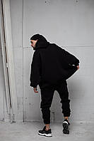 Спортивные штаны мужские джоггеры зимние на флисе Bowl Оверсайз черные Брюки мужские теплые