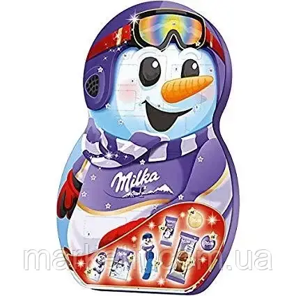 Адвент календарь Milka Snow Mix Adventskalender веселый снеговик, 235 гр, фото 2