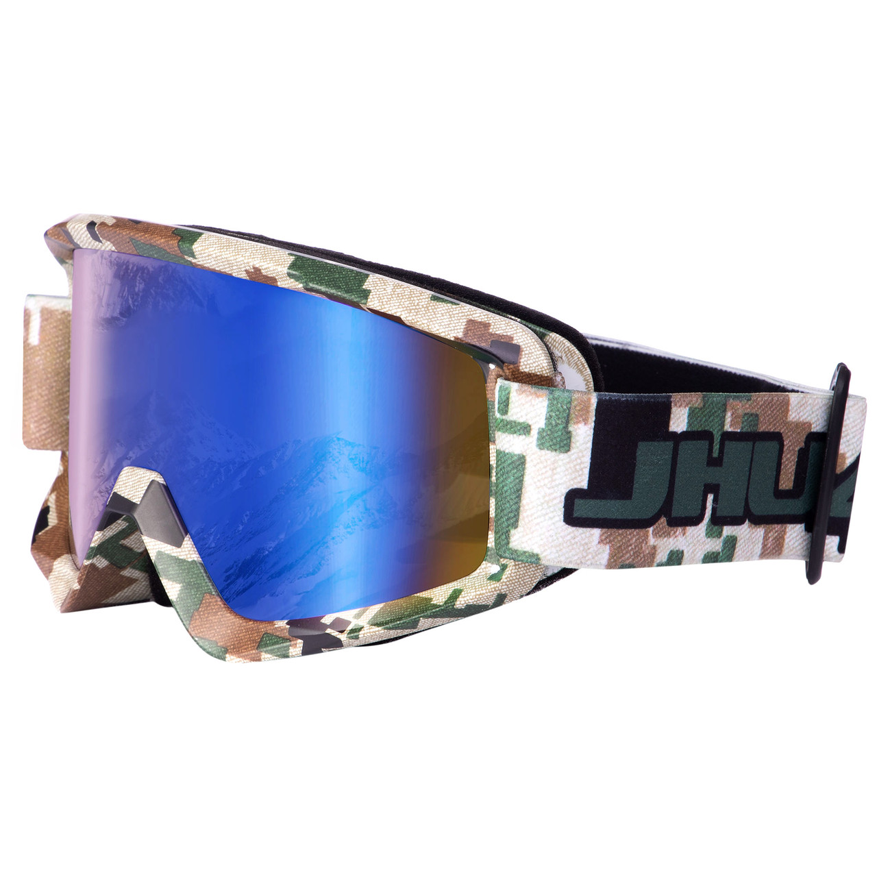 Маска-окуляри гірськолижні SPOSUNE дзеркальні MT-035-HG (оправа-камуфляж, колір лінз-зелений)