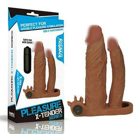 Pleasure X Tender Vibrating Double Penis Sleeve   | Limon