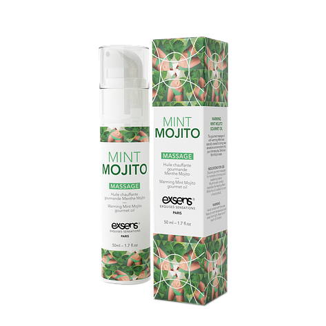 Массажное масло EXSENS Mojito 50мл разогревающее, без сахара, без парабенов, съедобное | Limon, фото 1