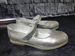 Ошатні шкіряні сріблясті туфлі, Тм Bistfor, Україна 31