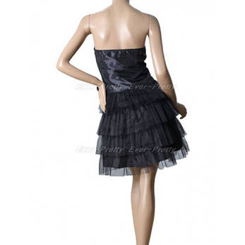 РОЗПРОДАЖ! Вечірнє чорне міні сукня без бретелей | Limon, фото 2