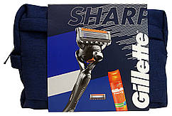 Набір Gillette Fusion Proglide Sharp у косметичці (бритва з 2 змінними касетами+гель для гоління)