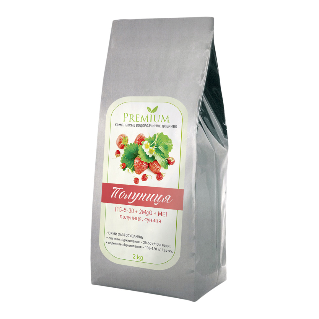 Добриво Premium (Преміум) Полуниця 15-5-30+2MgO+МЕ, 2кг, комплексне водорозчинне добриво, фото 1