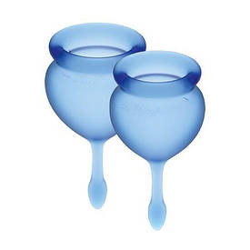 Набір менструальних чаш Satisfyer Feel Good (dark blue), 15мл і 20мл, мішечок для зберігання | Puls69