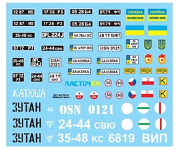 Декалі для моделей автомобілів у масштабі 1/35